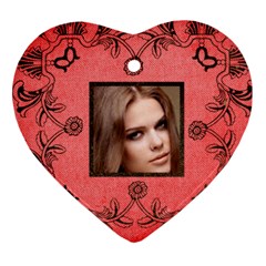 classic red & black valentine lace heart ornament - Heart Ornament (Two Sides)