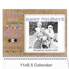 12 month 2024 calendar template- holidays - Wall Calendar 11  x 8.5  (12-Months)