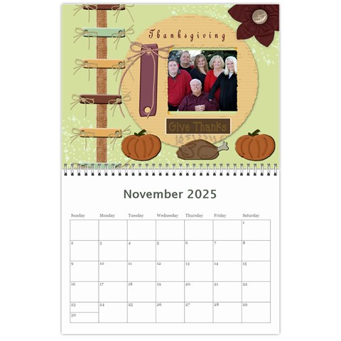 12 Month 2025 Calendar Template Nov 2025