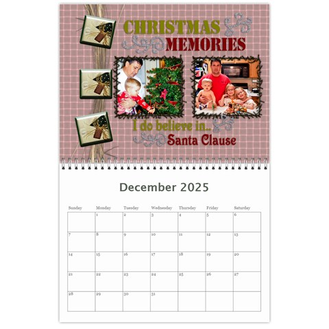 12 Month 2025 Calendar Template Dec 2025
