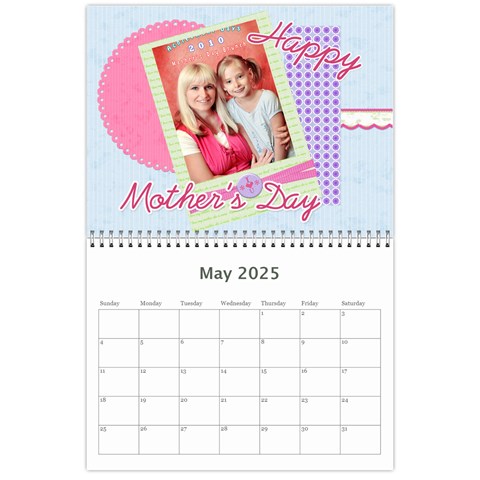 12 Month 2025 Calendar Template May 2025
