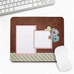 Pink & Blue flowers mousepad - Large Mousepad