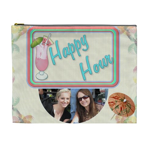Happy Hour Xl Cosmetic Bag By Lil Front