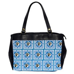 Art Nouveau Multi Frame bright blue & White oversized bag - Oversize Office Handbag (2 Sides)