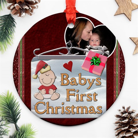 Babys First Christmas Ornament By Lil Front