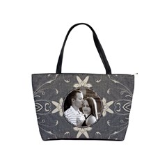 Charcoal Floral Shoulder Handbag - Classic Shoulder Handbag Charcoal Floral Shoulder Handbag - Classic Shoulder Handbag