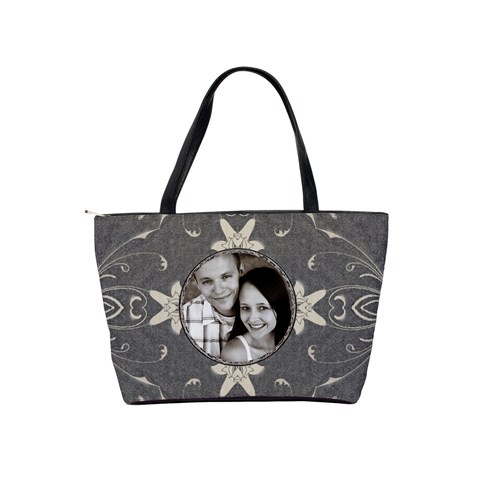 Charcoal Floral Shoulder Handbag By Lil Back