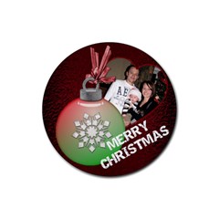 Merry Christmas Bulb Coaster - Rubber Coaster (Round) Merry Christmas Bulb Coaster - Rubber Coaster (Round)