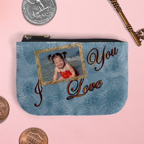 Palm Love2 Blue Coin Purse By Ellan Front