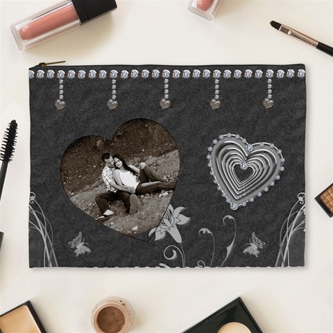 Diamond Heart Xl Cosmetic Bag By Lil Front