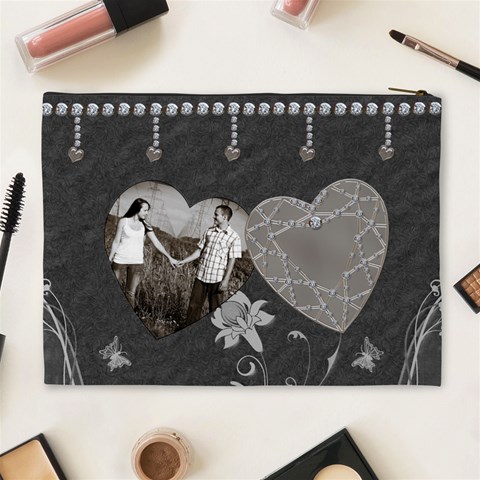 Diamond Heart Xl Cosmetic Bag By Lil Back