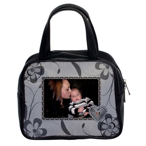 Charcoal Floral Classic Handbag By Lil Front