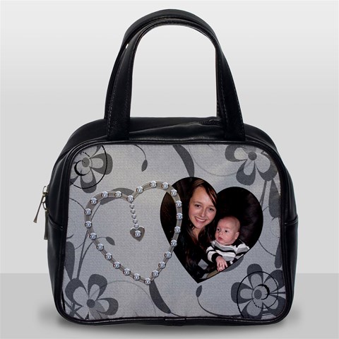 Charcoal Floral Classic Handbag By Lil Back