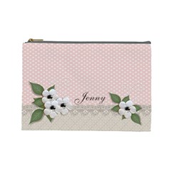 Cosmetic Bag (Large)  - White Flowers