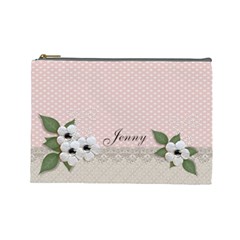 Cosmetic Bag (Large)  - White Flowers