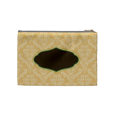Green, Brown, & Ivory Medium Cosmetic Bag By Klh Back