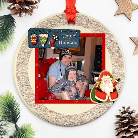 Happy Holidays Round Ornament 2 By Catvinnat Front