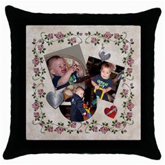 Roses & Hearts Pillow - Throw Pillow Case (Black)