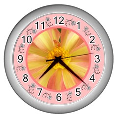 flower clock - Wall Clock (Silver)