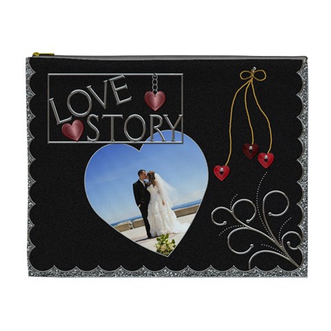 Love Story Xl Cosmetic Bag By Lil Front