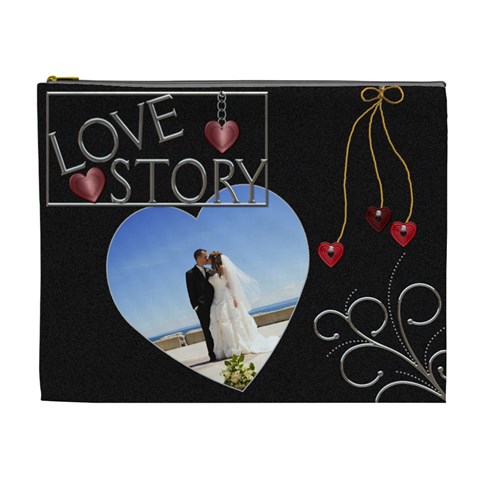 Love Story Xl Cosmetic Bag By Lil Front