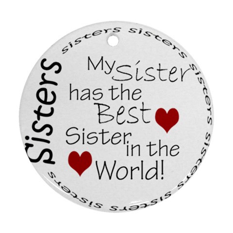 Sister Round Ornament By Amanda Bunn Front