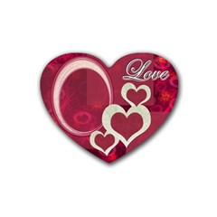 heart coaster pink love - Rubber Coaster (Heart)