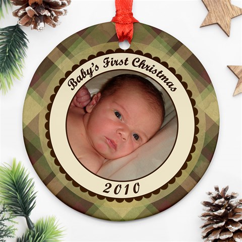 Baby s First Christmas Plaid Ornament By Klh Front