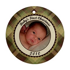 Baby s First Christmas Plaid Ornament - Ornament (Round)