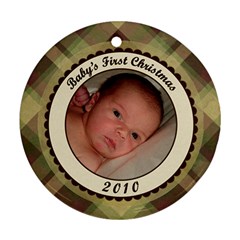 Baby s First Christmas Plaid Ornament - Ornament (Round)