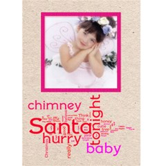 Pink Santa baby christmas card - Greeting Card 5  x 7 