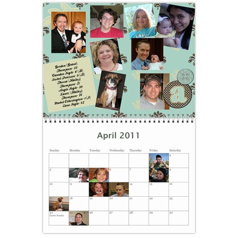 Family Calendar 2011 By Colette Apr 2011
