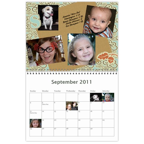 Family Calendar 2011 By Colette Sep 2011