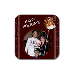 Happy Holidays Christmas Coaster - Rubber Coaster (Square) Happy Holidays Christmas Coaster - Rubber Coaster (Square)