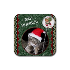 Bah Humbug Christmas Coaster - Rubber Coaster (Square) Bah Humbug Christmas Coaster - Rubber Coaster (Square)
