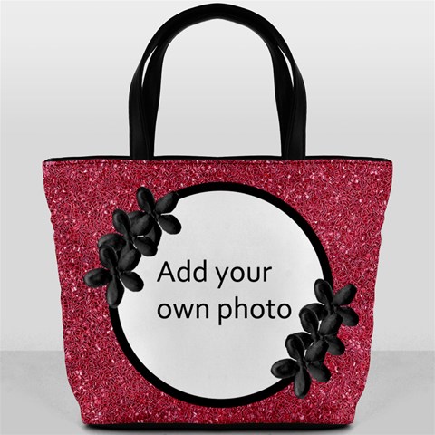 Dark Pink With Black Flowers Bucket Bag By Jen Front