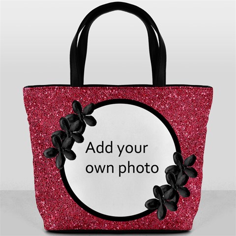 Dark Pink With Black Flowers Bucket Bag By Jen Back