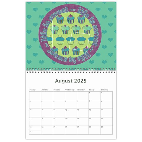 2025 Cupcake 12 Month Calendar By Klh Aug 2025