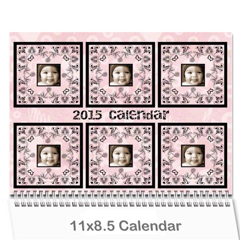 Art Nouveau 100% Love Pastel Pink Calendar 2015 By Catvinnat Cover