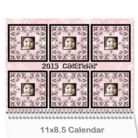 Art Nouveau 100% Love Pastel Pink Calendar 2015 By Catvinnat Cover