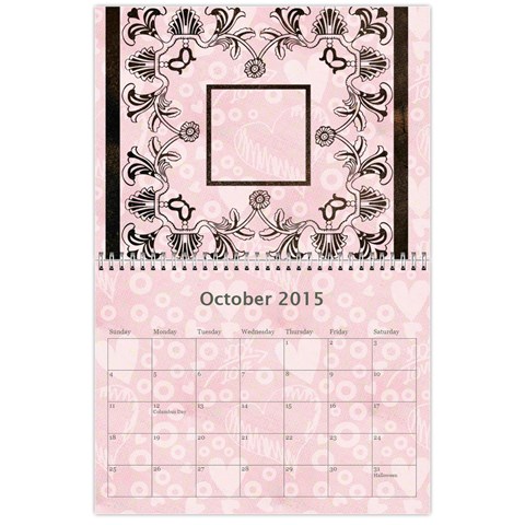 Art Nouveau 100% Love Pastel Pink Calendar 2015 By Catvinnat Oct 2015