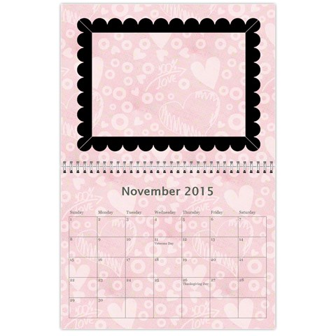 Art Nouveau 100% Love Pastel Pink Calendar 2015 By Catvinnat Nov 2015