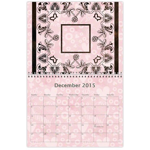 Art Nouveau 100% Love Pastel Pink Calendar 2015 By Catvinnat Dec 2015