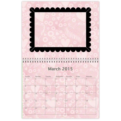 Art Nouveau 100% Love Pastel Pink Calendar 2015 By Catvinnat Mar 2015