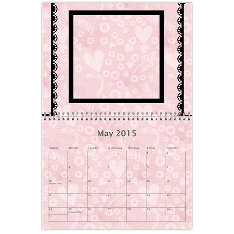 Art Nouveau 100% Love Pastel Pink Calendar 2015 By Catvinnat May 2015
