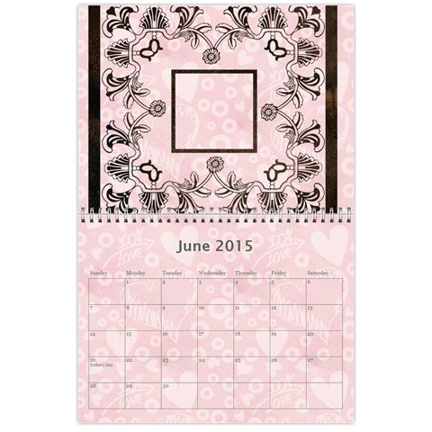 Art Nouveau 100% Love Pastel Pink Calendar 2015 By Catvinnat Jun 2015
