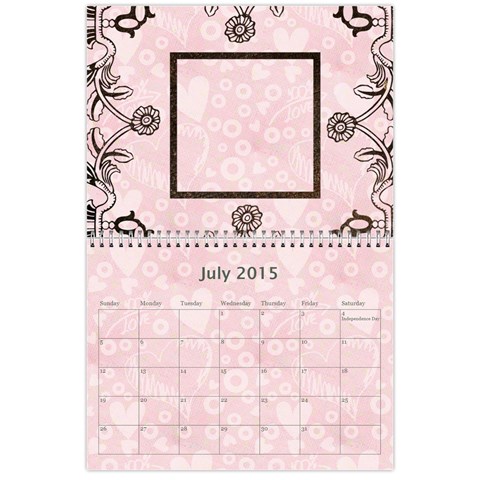 Art Nouveau 100% Love Pastel Pink Calendar 2015 By Catvinnat Jul 2015