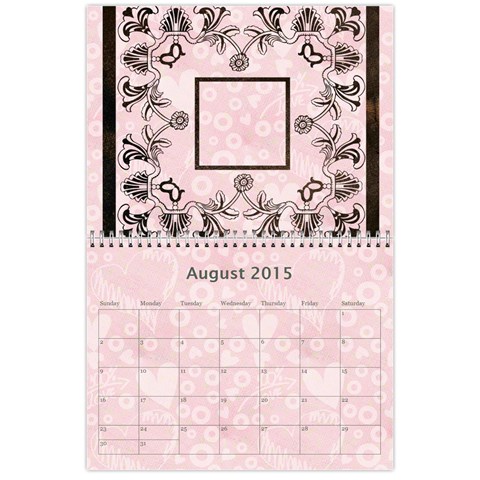 Art Nouveau 100% Love Pastel Pink Calendar 2015 By Catvinnat Aug 2015