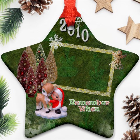 Elf Santa Hugging Reindeer Remember When 2024 Ornament 8 By Ellan Front