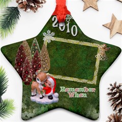 Elf santa hugging reindeer Remember when 2024 ornament 8 - Ornament (Star)